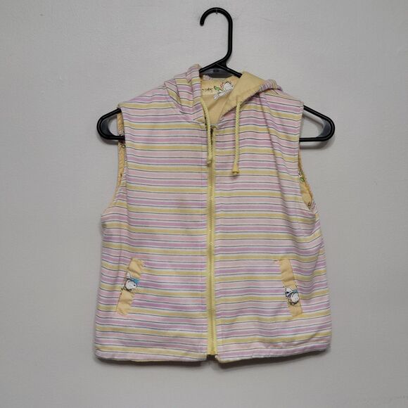 Vintage Snoopy Kids Hooded Reversible Vest Yellow 7/8 Full Zip RARE - Picture 4 of 9